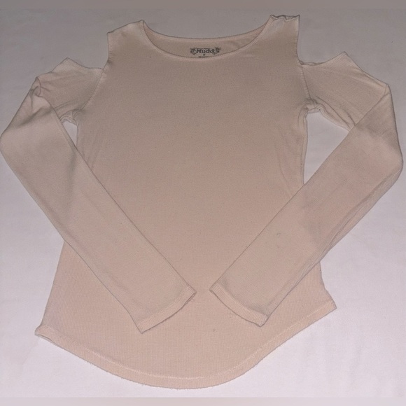 Mudd Women's Blush Cold Shoulder Top - Picture 1 of 3